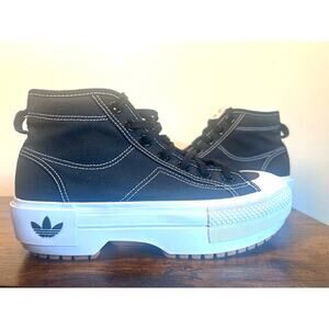 Adidas Nizza Trek Platform Black Canvas High Top Sneakers Woman's Size 6